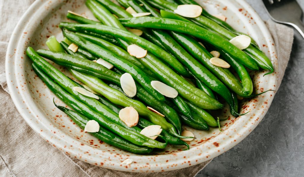 Classic Green Bean Almondine on a plate