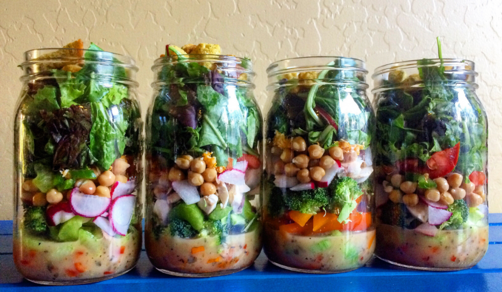 Healthy meal prep in a mason jar
