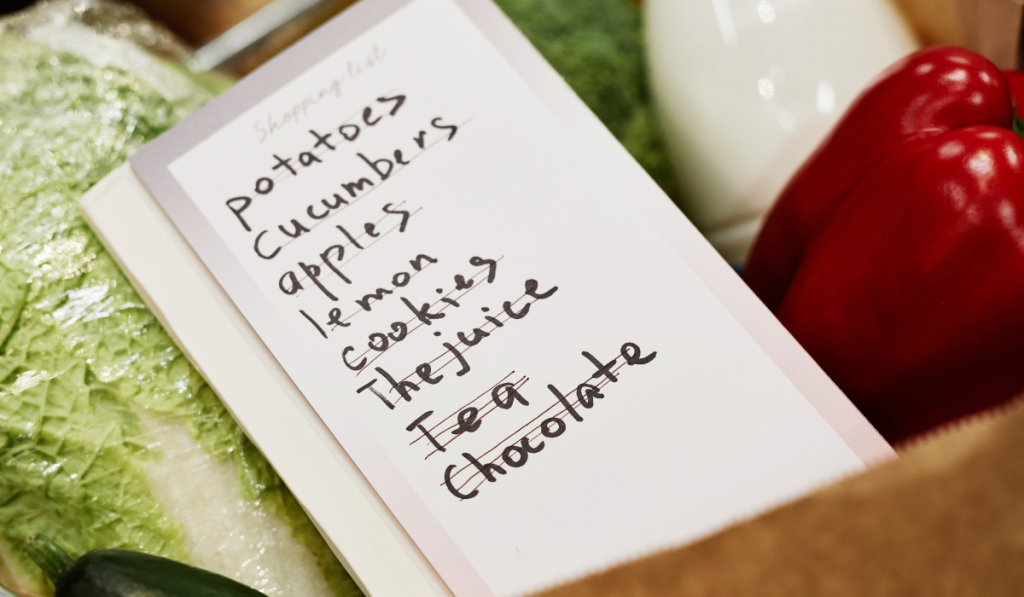 Shopping List at Grocery Store