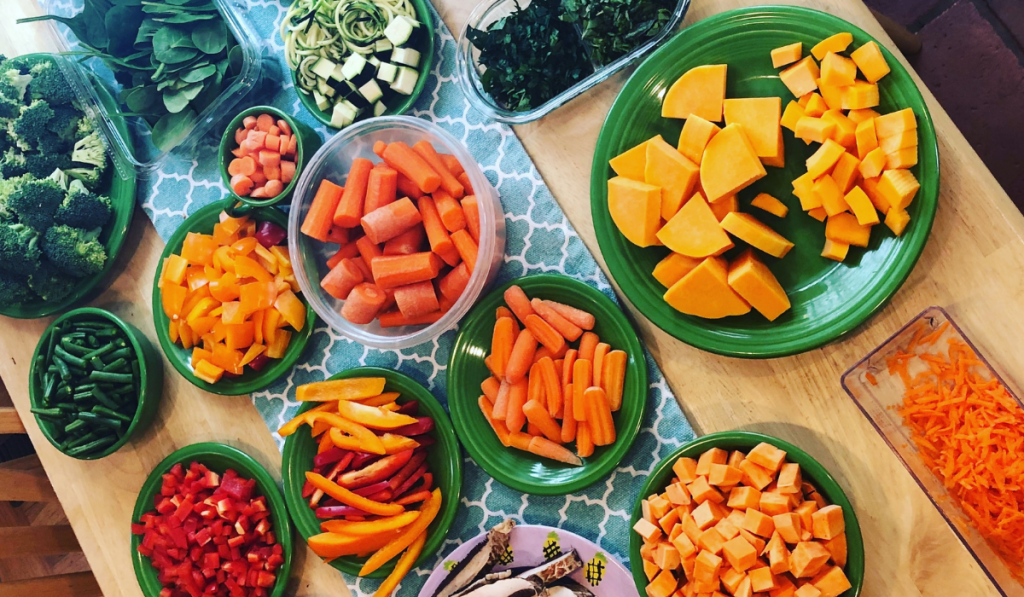 Veggie food prep on the table