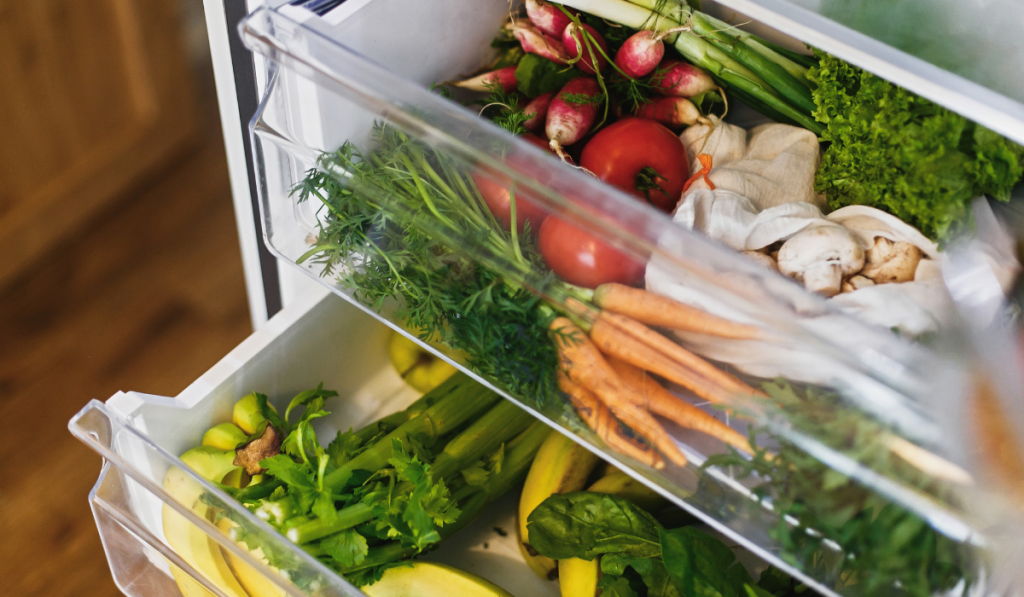 Zero waste grocery in fridge.
